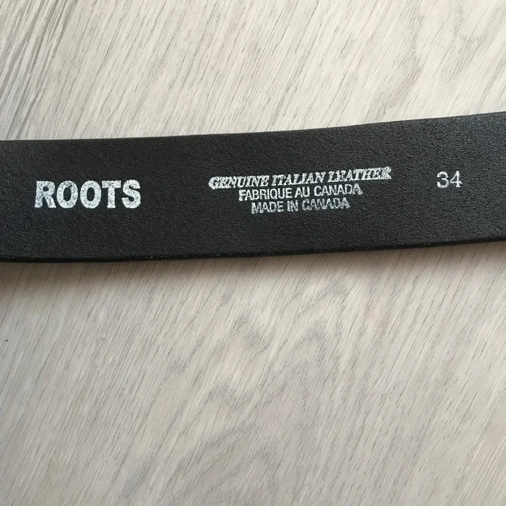 ROOTS BLACK LEATHER CASUAL WIDE BELT MENS 34